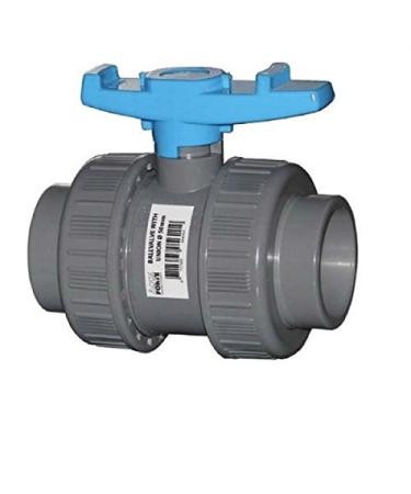 PVC ball valve 50 mm with 2 x adhesive sleeve 2 x screw connections.