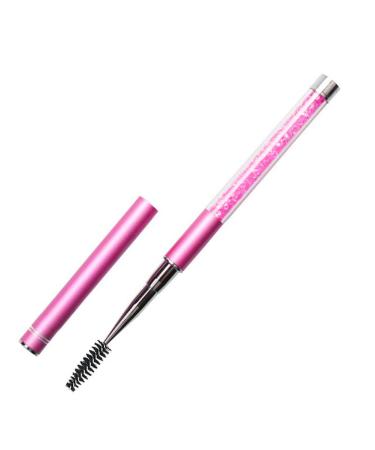 HESSION Eyelashes Comb Curlers Makeup Brush Mascara Brush Make Up Wands Eyebrow Brush with Cap Travel Accessories (HOT PINK)