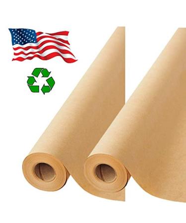 2 Rolls Pack -- Brown Kraft Paper Made in USA 17.75 x 1200 Per Roll (200 feet) Ideal for Gift Wrapping, Art, Craft, Packing, Shipping, Floor Covering, Dunnage, Table Runner, 100% Recycled Material