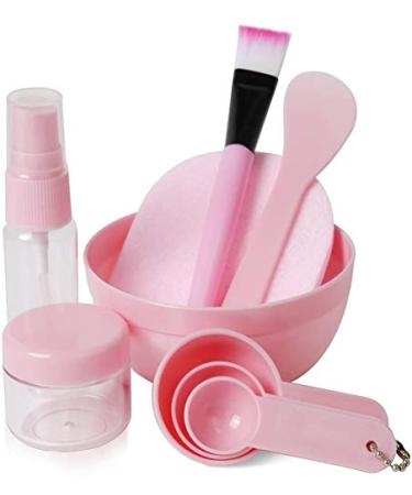 Facial Care Mask Mixing Tool Sets Bowl Stick Brush Gauge Cleaning Mat 9 in 1 Set Pink