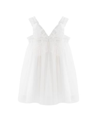PythJooh Baby Girl Tulle Dress Toddler Girl Sleeveless Butterfly Wings Tutu Princess Dress Daisy Stars Sundresses for 0-4Years 12-18 Months Butterfly Wings White