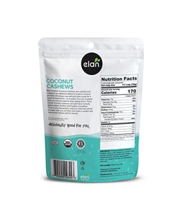 Elan Organic Coconut Cashews Snack 5.6 oz - Roasted Cashews Coated with Coconut, Sugar & Sea Salt - Vegan, GMO-Free, Vegetarian, Gluten-Free - Buy Online on SooperMarket.com