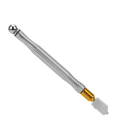 Obeka 5mm-15mm Oil Feed Glass Cutter Pencil Style Metal Handle Cutting Tools Tungsten Carbide Tip with Oil Reservoir for Mosaic Tiles Stained Glass (Silver)