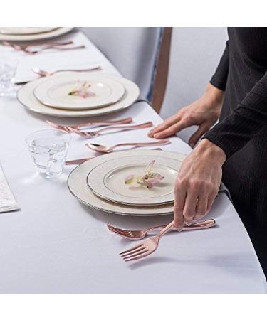 125 Disposable Heavy Duty Rose Gold Plastic Forks - Elegant Silverware for Catering, Events, Parties, Weddings - Stock Your Home - Buy Online on SooperMarket.com