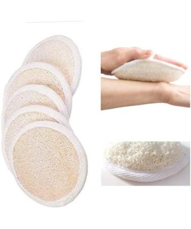 Natural Loofah Pads (Pack of 5) - Exfoliating Scrub Sponges for Shower/Bath - Essential Skin Care Product - Fibrous Texture - Face/Body Wash - Wet & Apply Soap - Buy Online on SooperMarket.com