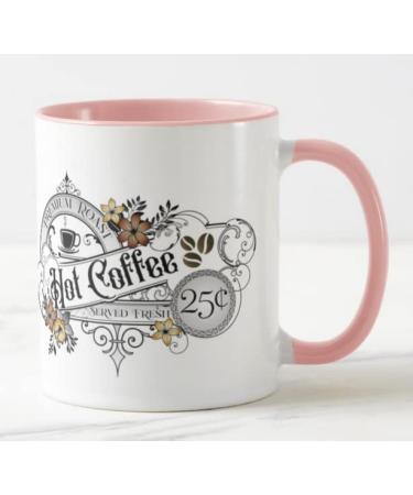 Vixar Hot Coffee Premium Roast Served Fresh Coloured Mug Cup Gift Birthday Work Office Christmas Tea Coffee (Pink)
