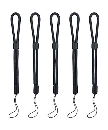 5PCS Wrist lanyard, 8.8 inch Hand Wrist Strap Lanyard, Adjustable Nylon Wristlet Straps for Cell Phone, Camera, GoPro, PSP, USB Flash Drives, Flashlight (Black)