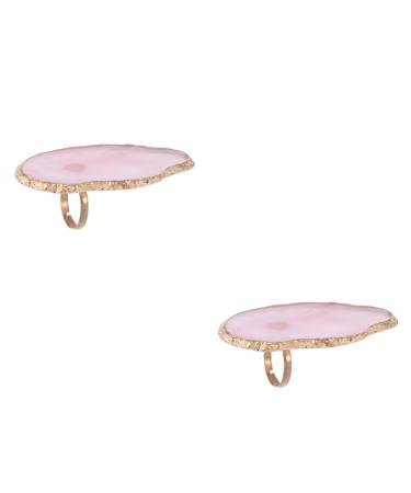 Mikinona 2pcs Paint Tray Nail Art Palette Ring Nail Color Tray Makeup Mixing Palette Makeup Palettes Gold Nail Board Makeup Pallets Paint Holder Tray Nail Gel Mini Nail Polish Nail Tip Pink