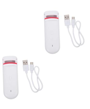 NOLITOY 2pcs Electric Eyelash Curler Heated Eye Lashes Curler Electronic Tools USB Eyelash Curler Heated Eyelash Comb Heated Eyelash Curlers Travel Hair Curler Heated Curlers Plastic White