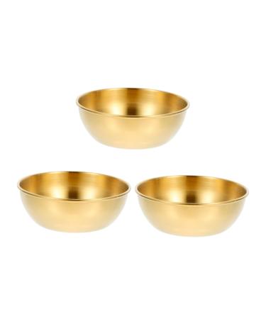 ABOOFAN 3 Pcs Seasoning Dish Salad Dressing Plates Small Serving Bowls Ramen Seasoning Mini Dessert Bowl Mini Saucers Dishes Mini Server Stainless Steel Soy Sauce Seasoning Bowl