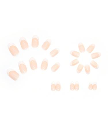 Glossy White French Tip Almond Shape Press-On Nails - Medium Length | Full Cover Acrylic False Nails with Cute Design for Women - Buy Online on SooperMarket.com