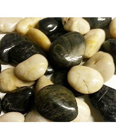 1kg Black and White Polished River Stones 30-60mm Home Garden Pond