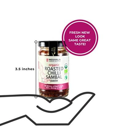 Mekhala Organic Roasted Chili Sambal Paste - Gluten-Free Vegan Condiment 3.52oz (Pack of 3) - Buy Online on SooperMarket.com