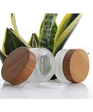 50g 50ml Frosted Glass Cream Jar Cosmetic Container with Inner Liners and Natural Bamboo lids Refillable Straight Sided Glass Cosmetic Jars Travel Toiletries Bottle Sample Jars for Lotion Cream - Buy Online on SooperMarket.com