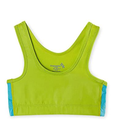 Mesh Racer Sports Bra (Tween and Teen Sports Bra, Racerback Style for High Impact Activities) 12 Lime With Teal