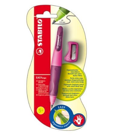 Ergonomic print pencil for right -handed - Stabilo Easyergo 3.15 in Hellpink/Darkpink - Single pencil - including 1 thick mine - hardness degree HB & Spitzer Rosa