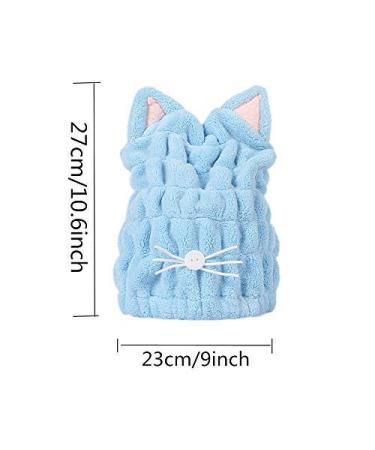 OrangeTag 2Pcs Ultra Absorbent Microfiber Hair Towel Wrap with Cute Kitty Ears for Women & Girls | Quick Drying Bath Tool Hat - Buy Online on SooperMarket.com