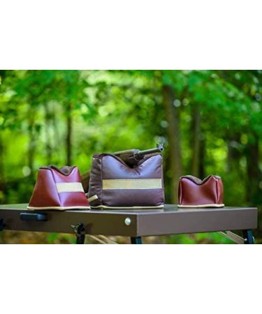 BenchMaster All Leather Rifle Bench Bag Rest | Shooting Sand Bag for Gun Sighting - Weather Resistant | Hand Double Stitched | Multiple Sizes Available - Small Filled - Buy Online on SooperMarket.com