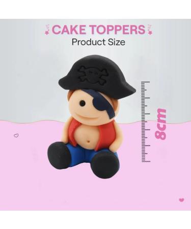 4x Edible Pirate Cake Toppers Set - Handmade Icing Fondant Pirate Ship Bag Map Birthday Baby Showers Cupcake Decor Supplies Comes with an Edible Glue - Buy Online on SooperMarket.com