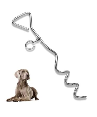 16" Heavy Duty Ground Spike Stake (41cm) Dog Chains for outside Dog Tie Out Cable Steel Spiral Dog Tether Outdoor Dog Camping Accessories (Stake Only) (1 Pack)