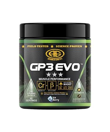 Advanced Genetics GP3 EVO Creatine HCL Beta-Alanine & B Vitamins Stimulant Free Pre-workout Post-Workout Ice Berry 50 Servings