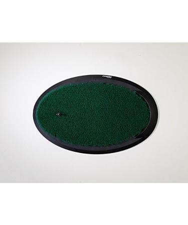 Fiberbuilt Flight Deck Oval Golf Hitting Mat | Real Grass-Like Performance | Adjustable Height Tee | Black/Green | 21.25 x 13.5 x 1.75 | Indoor/Outdoor - Buy Online on SooperMarket.com