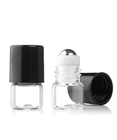 Grand Parfums Empty 1ml Micro Mini Rollon Dram Glass Bottles with Metal Roller Balls - Refillable Aromatherapy Essential Oil Roll On - Bulk - 1/4 Dram Pack of 6