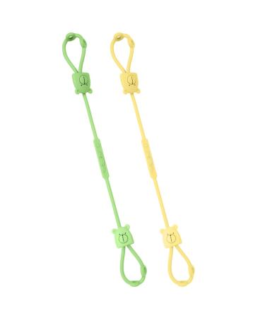 Vicloon Silicone Toy Clip 2Pcs Toy Safety Straps Food Grade Silicone Pacifier Clips Sippy Cup Strap Adjustable Stroller Pacifier Strap Hanging Toys Baby Toy Anti Drop Chain(Bear-Yellow/Green)
