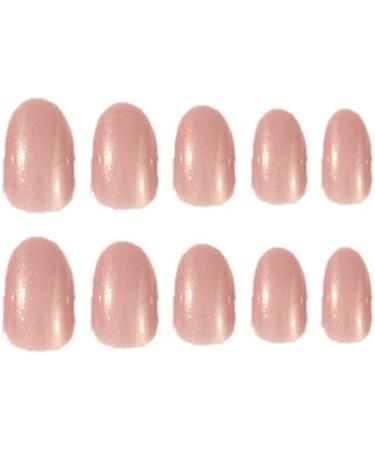 Justotry 24 Pcs Glitter Oval Short False Nails Blush Pink French Press on Nails | Nail Art Set with Nail Glue | Almond Medium Stick on Nails for Women - Buy Online on SooperMarket.com