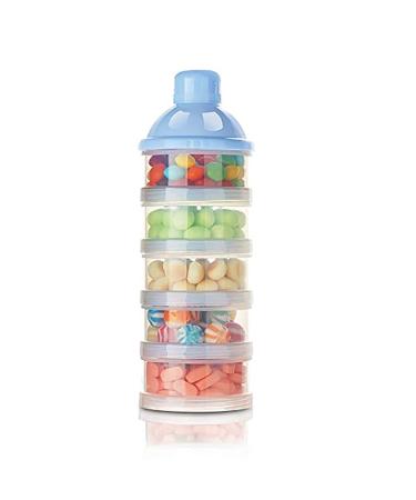 Felly Formula Dispenser Portable Milk Powder Formula Dispenser Container Pot Box Milk Cans Snack Storage Box for Travel and Outdoor Activities 4-Layer (Blue)