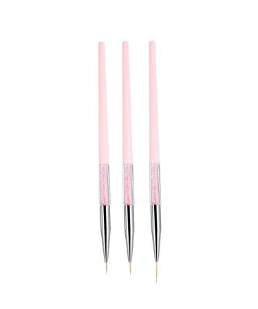 3pcs Nail Art Dotting Liner Brush Set with Rhinestone Handle - Pink Manicure Tools - Buy Online on SooperMarket.com