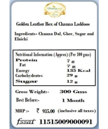 Jaiccha Ghasitaram Golden Leather Box of Channa Laddoos.|Gift for Diwali Gifts Holi Rakhi Valentine Christmas Birthday Anniversary Her Him| - Buy Online on SooperMarket.com