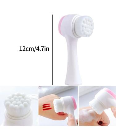 Gymqian Manual Facial Cleansing Brush - 2 in 1 Exfoliating Silicone Pad & Nylon Bristles for Cosmetic Removal - Pink, Non-Electric Dual Brush - Buy Online on SooperMarket.com