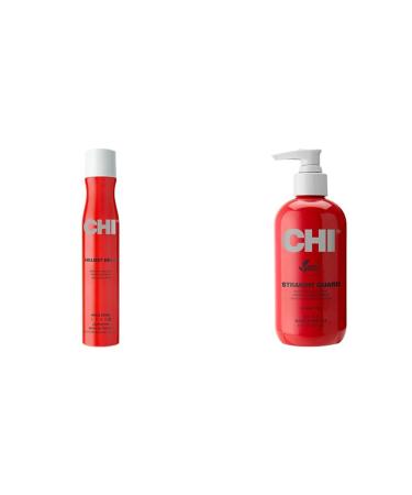 CHI Helmet Head Extra Firm Hairspray 10 oz Straight Guard Smoothing Styling Cream 8.5 oz Hair Care Bundle 10 Ounce (Pack of 1) Hairspray + Smoothing Styling Cream 8.5 FL Oz