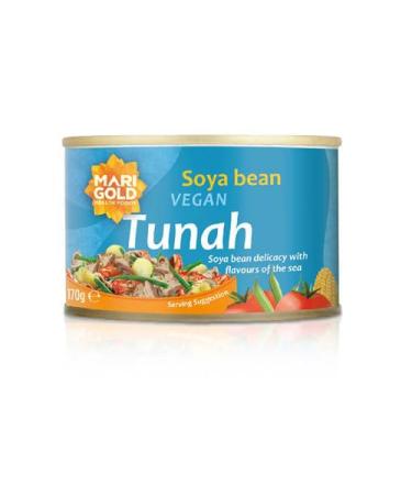 Marigold Health Foods SOYA Bean Vegan Tunah - SOYA Bean Delicacy with Flavours of The Sea 170g (Pack of 6)