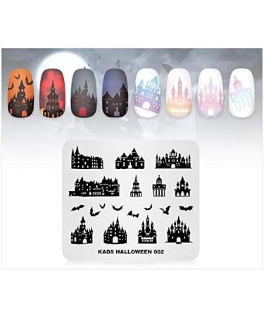 Halloween Nail Stamping Plate - Castle, Bat, Haunted House Patterns | Alexnailart HA002 - Buy Online on SooperMarket.com