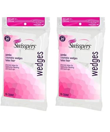 Swisspers Premium Pro Cosmetic Wedges Latex-Free Makeup Wedge Jumbo Size 16 Count Bag (Pack of 2) 16 Count (Pack of 2) Wedge -16 Count Bag