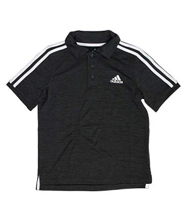adidas Boys Golf Polo Shirt (Space Dye Black, Medium 10/12)