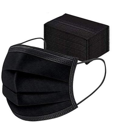 Disposable 3-Layer Protective Face Masks High Filter ability Suitable For Sensitive Skin - Black 50Count