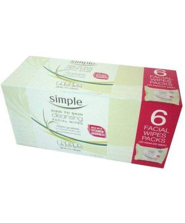 Simple Cleansing Facial Wipes (Boxed 6 packs x 25 wipes) Total 150 Wipes