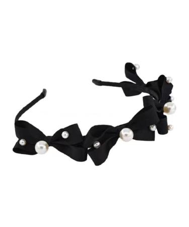 JSGHGDF Pearl Bowknot Headbands for Woman Girls Knotting Hairband for Spa Delicate Hairband for Girls Taking Photo Black