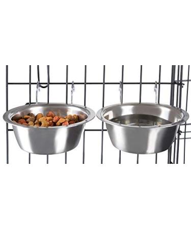 Stainless Steel Hanging Pet Bowls for Dogs and Cats Collection- Cage, Kennel, and Crate Feeder Dish for Food and Water- Set of 2, By PETMAKER 20 oz