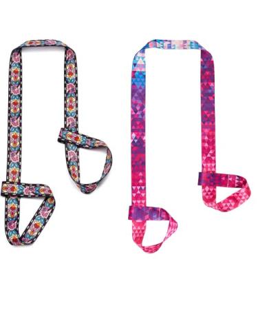 HTARTZ 2PCS Yoga Mat Strap - Adjustable Durable Yoga Mat Carrier and Stretching Strap
