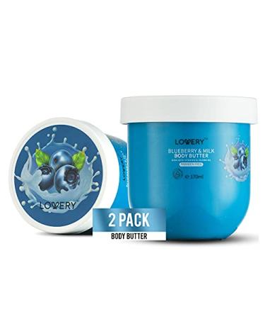 LOVERY Blueberry Milk Whipped Body Butter - 2-Pack Ultra-Hydrating Shea Butter Body Cream with Jojoba Oil and Vitamin E - Natural Skin Moisturizer for Men & Women - Normal to Dry Skin - 12 Ounces 12 Ounce (Pack of 2)