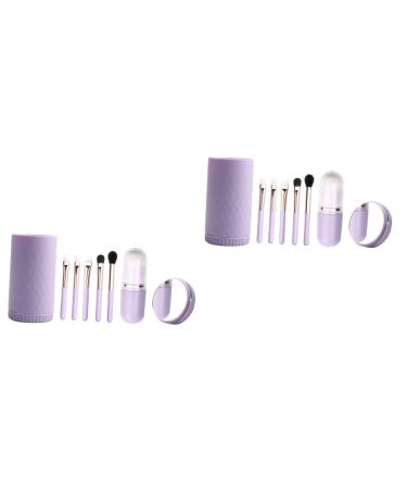 Didiseaon 2 Sets Makeup Brush Set Travel Kits for Women Makeup Brush Organizer for Vanity Powder Applicator Ladies Suits Makeup Brush Holder with Lid Blush Brush Portable Nanofiber Wool Miss