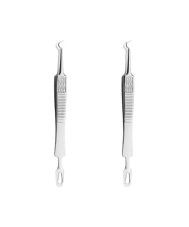 Baluue 6 Pcs Clip Kit Ingrown Hair Tweezers Zit Popping Tool Pimple Blackhead Stainless Steel Silver 1 count (Pack of 1)