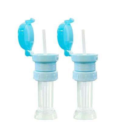 Kisangel 2pcs Spill Proof Water Bottle Twist Cover Cap Safe Drink Straw Sippy Cap Portable Juice Soda Water Bottle Caps with Straw for Children Supplies Sky- blue Sky-blue