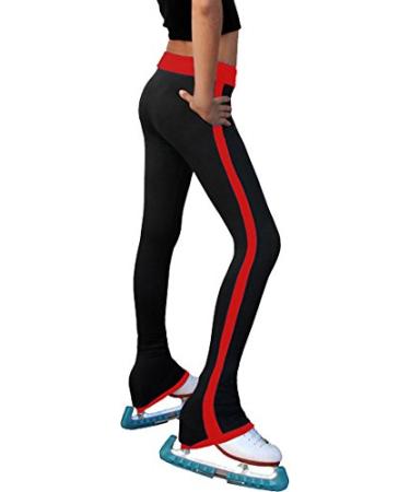 ChloeNoel Figure Skating Side Strip Pants Child P02 Red 4-5