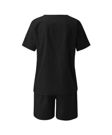 Ladies Casual Black Cotton Linen Two Piece Shorts Suit - Medium - Buy Online on SooperMarket.com