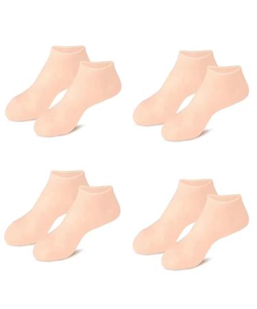 4 Pairs Moisturising Anti-Tear Silicone Socks for the Whole Foot Foot Protection Against Heel Drying Beach Socks Orange